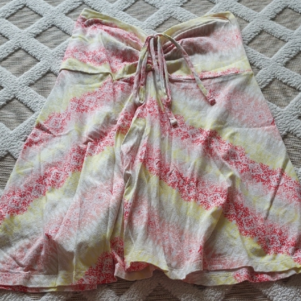 Patagonia Pink and Yellow Tie-Front Circle Skirt